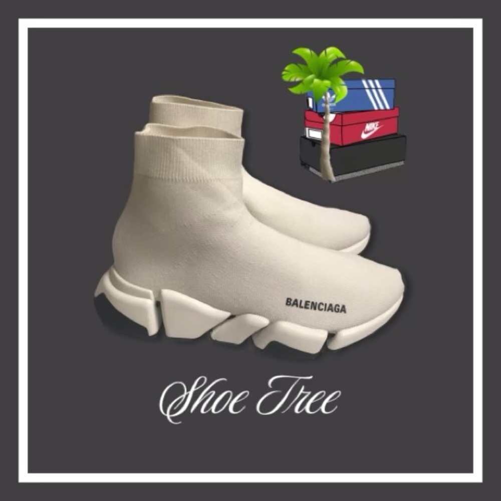 Balenciaga Speed Trainer 2 Knit Sneakers Women Size 9 Sock Sneaker White Black